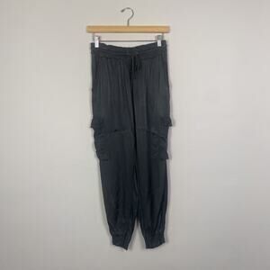 Pois Satin Cargo Joggers Charcoal Small